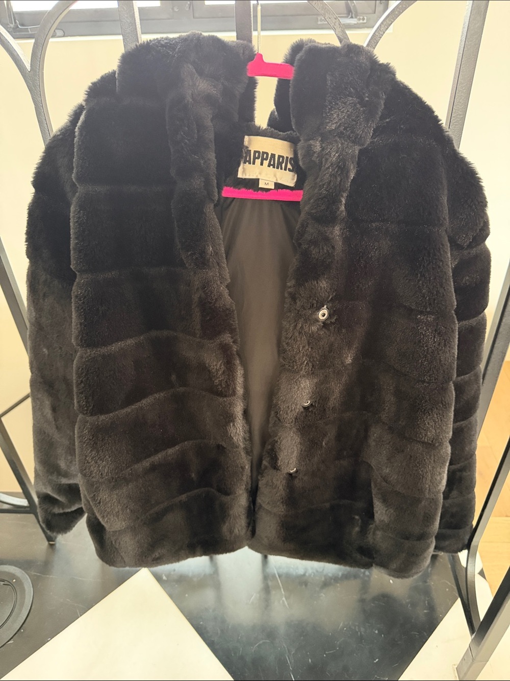 Apparis Black Plush Faux-Fur Teddy Jacket